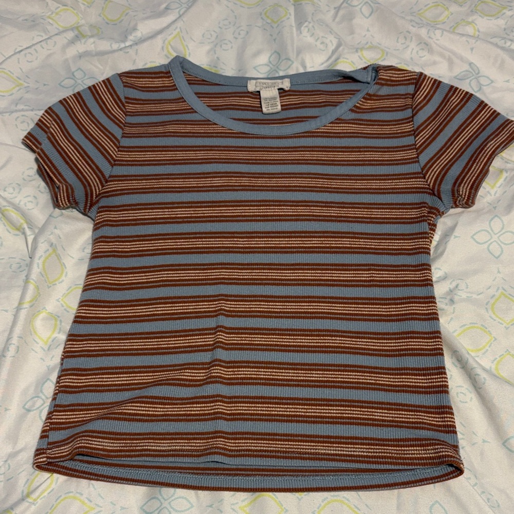 Full Tilt Blue and Brown Striped Tee